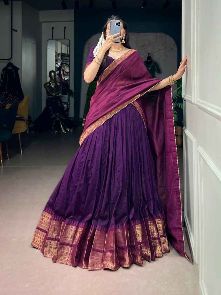 POLY COTTON ZARI WEAVING WORK LEHENGA CHOLI 