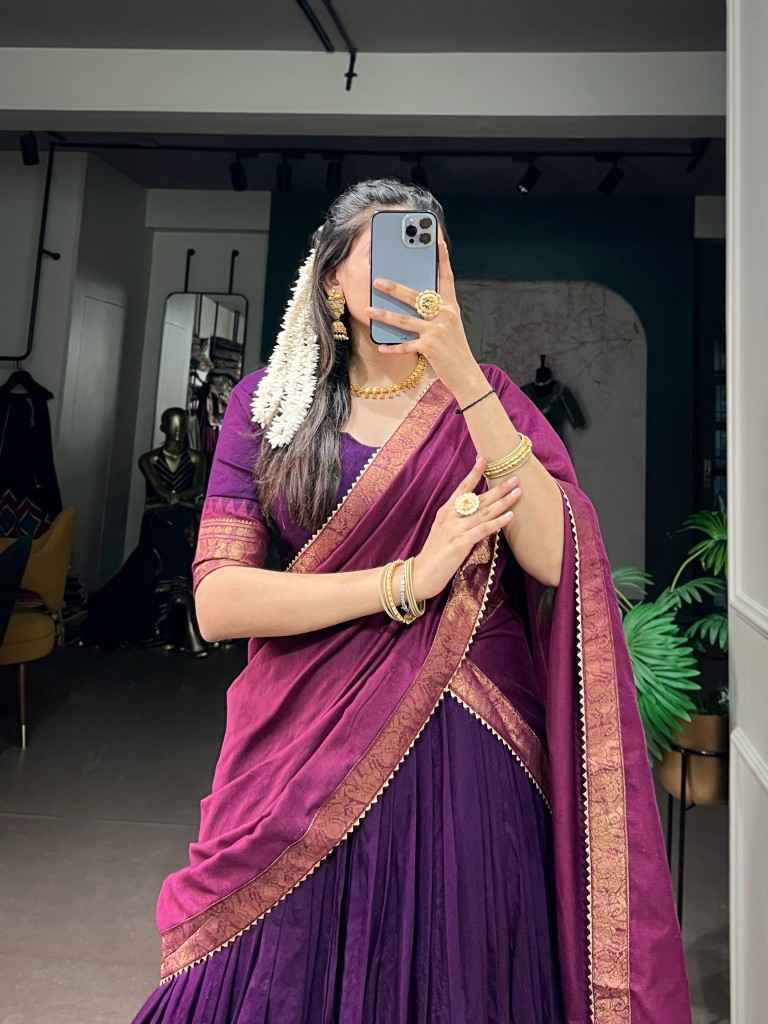POLY COTTON ZARI WEAVING WORK LEHENGA CHOLI 