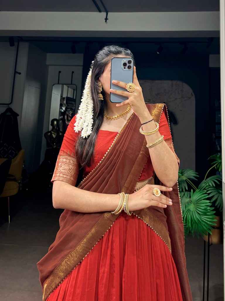 POLY COTTON ZARI WEAVING WORK LEHENGA CHOLI 