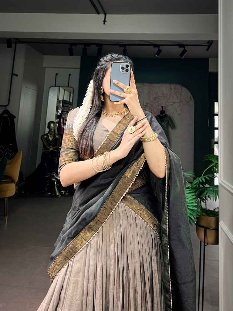 POLY COTTON ZARI WEAVING WORK LEHENGA CHOLI 