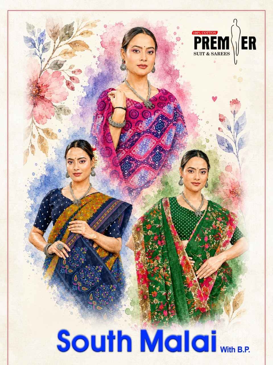 PREMIER SOUTH MALAI VOL-3 COTTON PRINTED SAREE