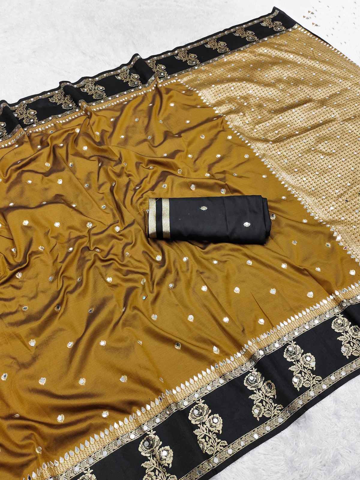 PREMIUM SOFT BANARASI SILK ZARI WEAVING MIRROR WORK SAREE