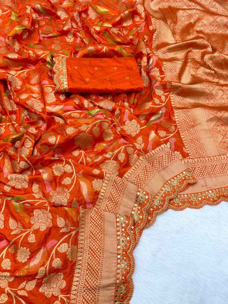 PURE BANARASI KHADI SILK ZARI PARROT MOTIFS SAREE