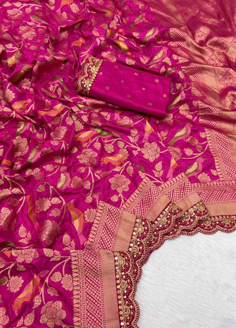PURE BANARASI KHADI SILK ZARI PARROT MOTIFS SAREE