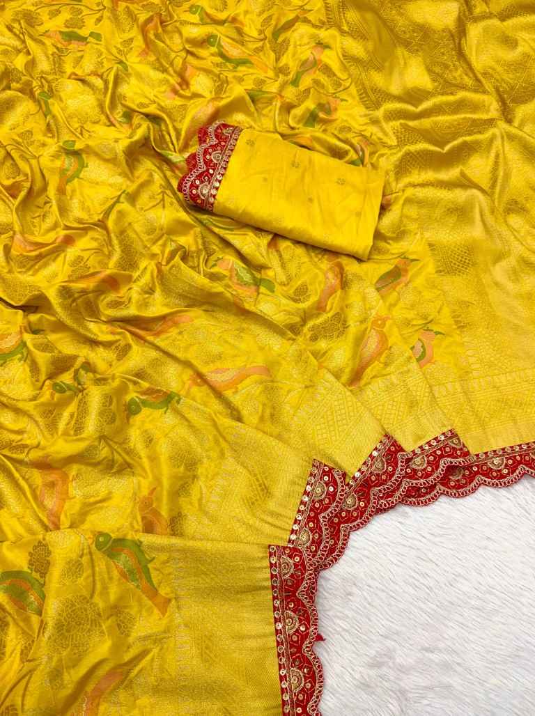 PURE BANARASI KHADI SILK ZARI PARROT MOTIFS SAREE