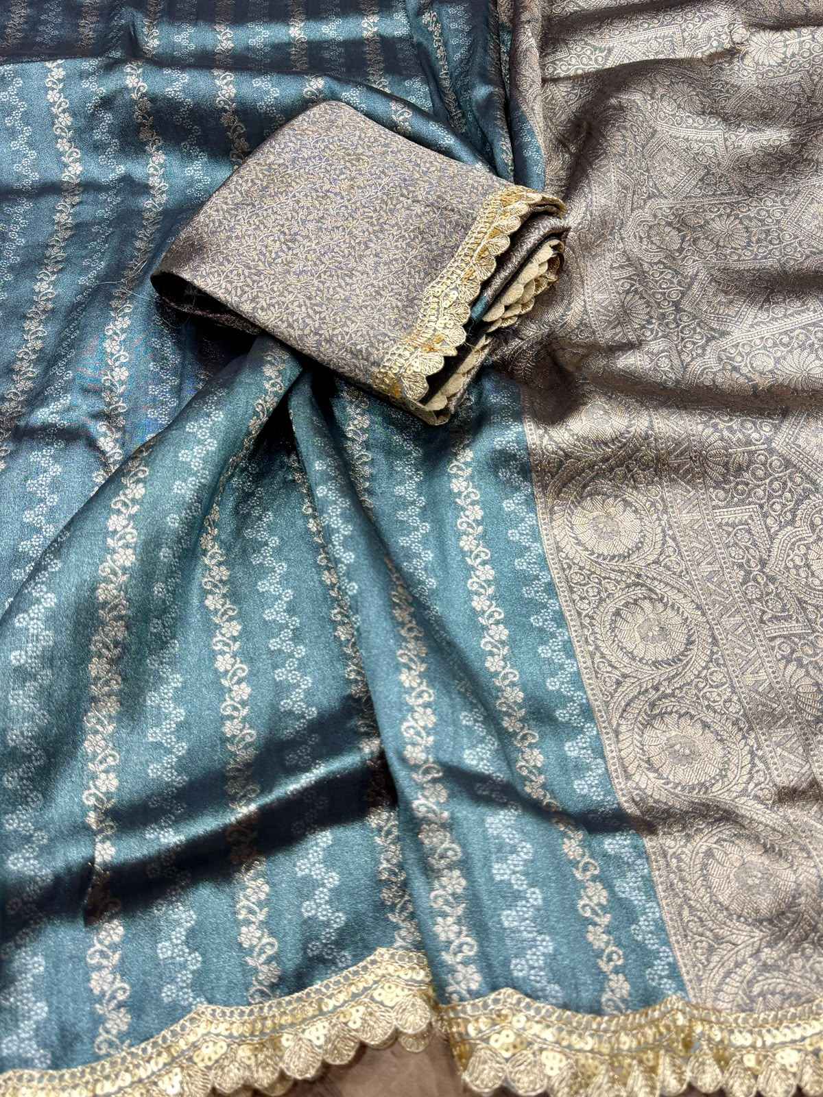 PURE BANARASI MULTI TISSUE SILK ZARI WEAVING SAREE 1