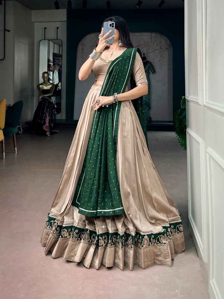 PURE CHANDERI EMBROIDERY WORK LEHENGA CHOLI