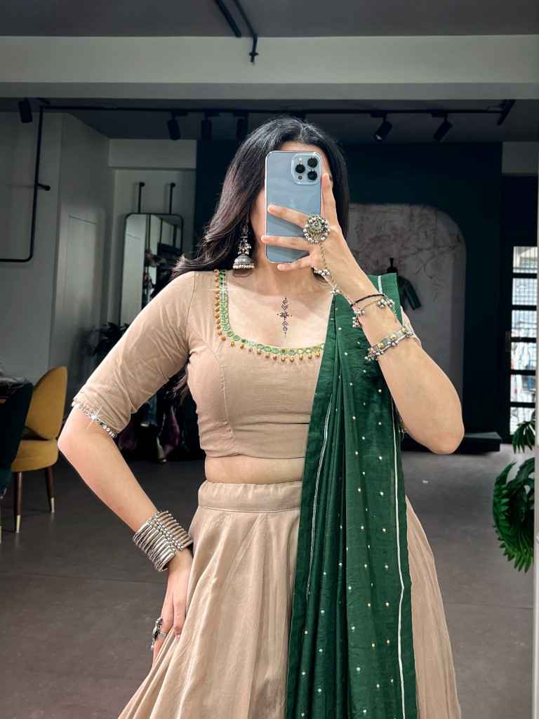 PURE CHANDERI EMBROIDERY WORK LEHENGA CHOLI