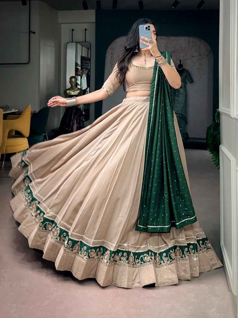 PURE CHANDERI EMBROIDERY WORK LEHENGA CHOLI