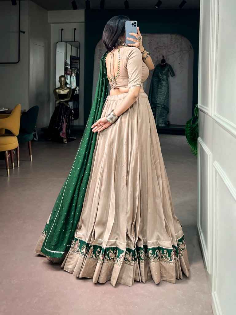 PURE CHANDERI EMBROIDERY WORK LEHENGA CHOLI