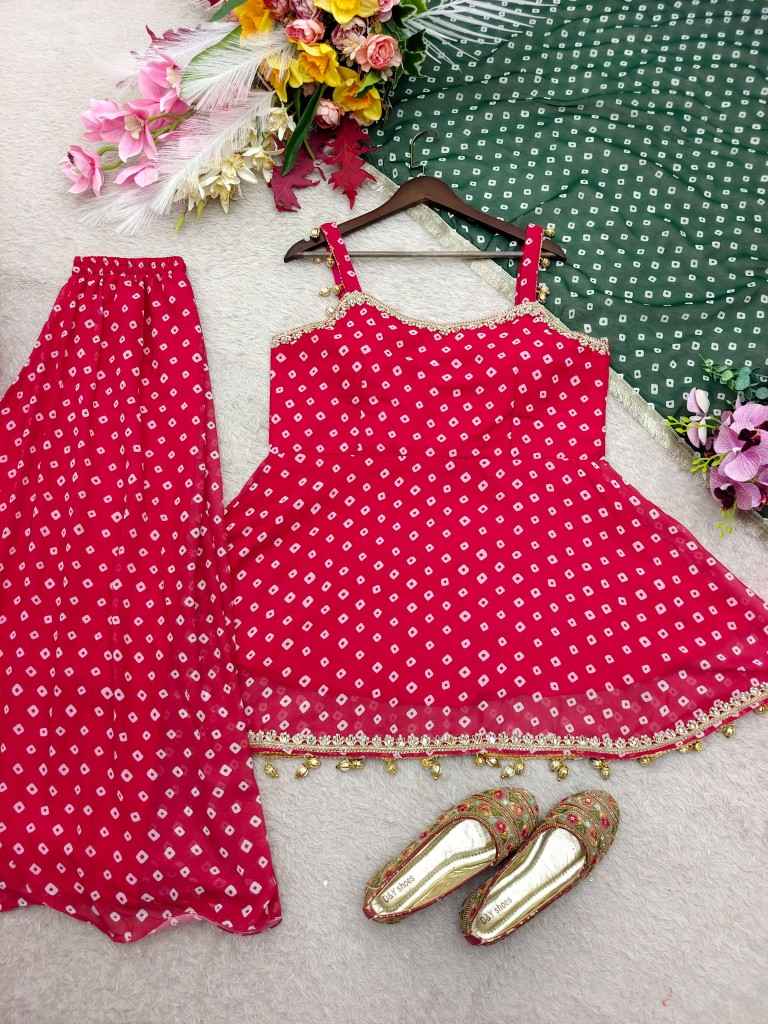 PURE FOX GEORGETTE BANDHANI PRINT WORK KEDIYA SUIT