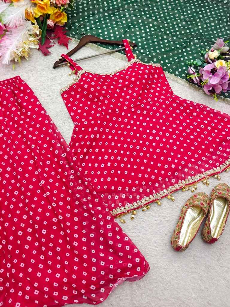 PURE FOX GEORGETTE BANDHANI PRINT WORK KEDIYA SUIT