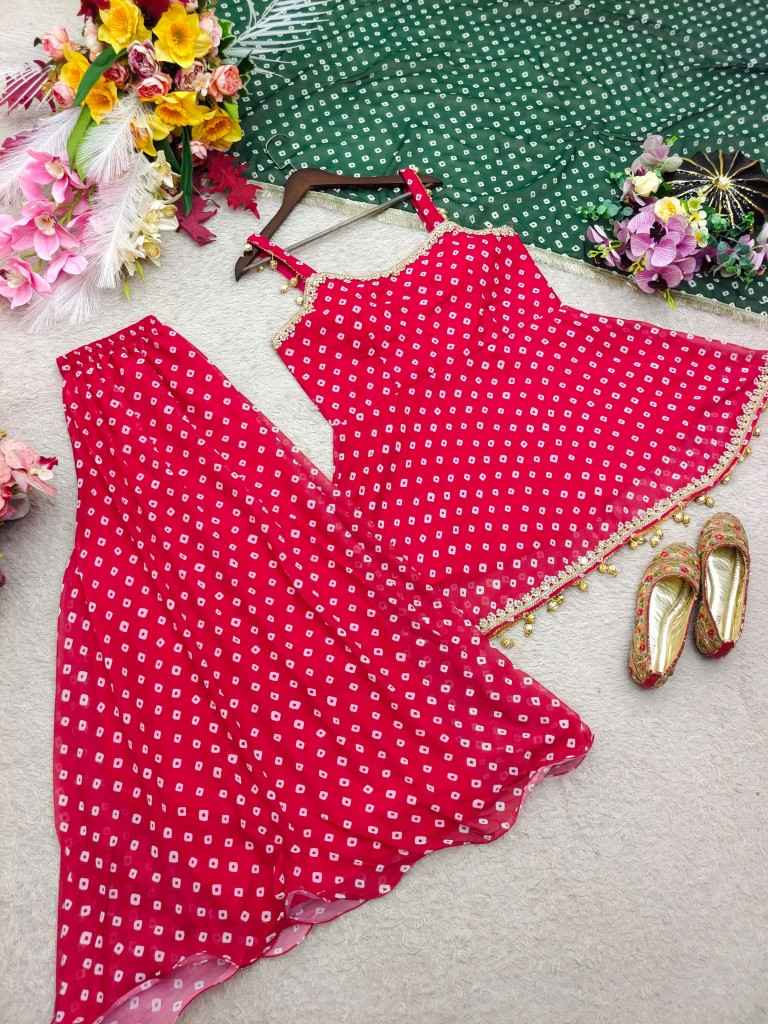 PURE FOX GEORGETTE BANDHANI PRINT WORK KEDIYA SUIT