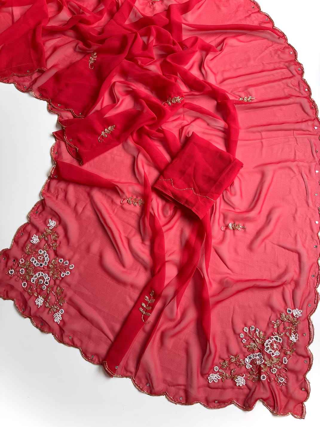PURE SOFT GEORGETTE KHATLI HANDWORK SAREE 1