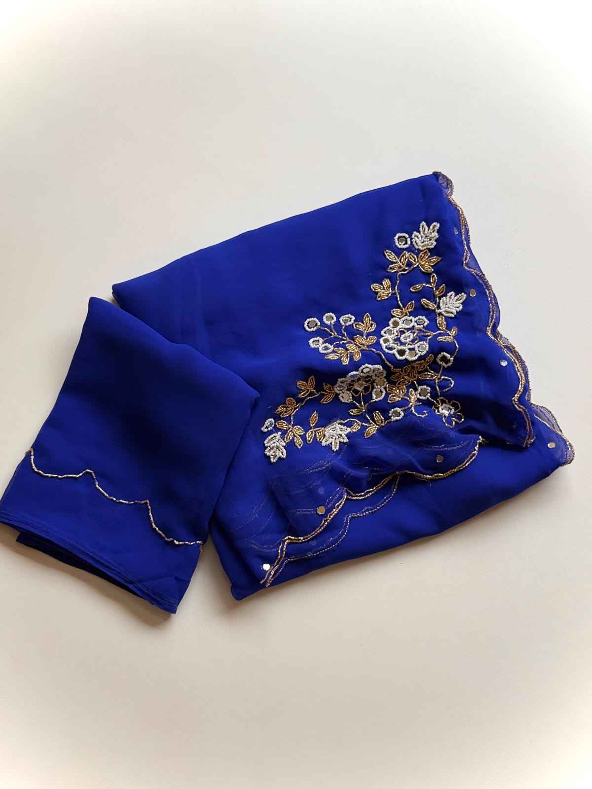 PURE SOFT GEORGETTE KHATLI HANDWORK SAREE 1