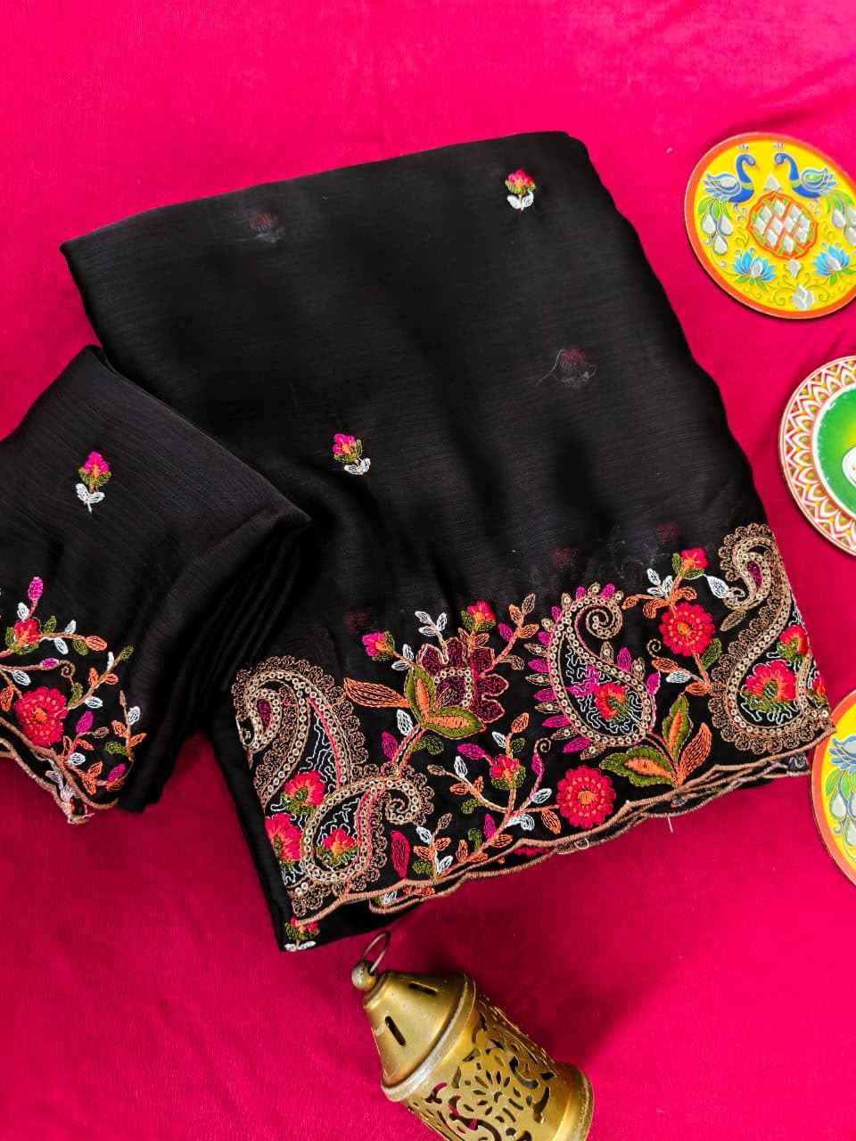 PURE GEORGETTE KASHMIRI EMBROIDERY WORK SAREE