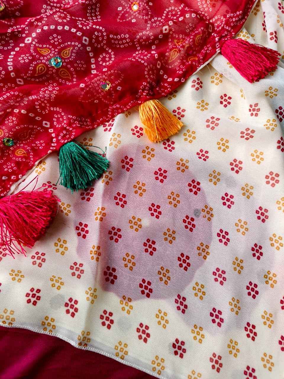 PURE GEORGETTE L BANDHANI PRINTS SAREE 
