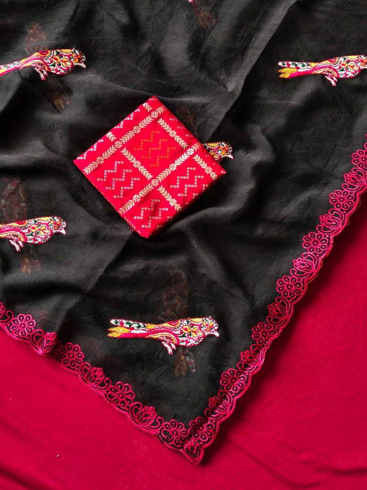 PURE GEORGETTE BIRD EMBROIDERED WORK SAREE 