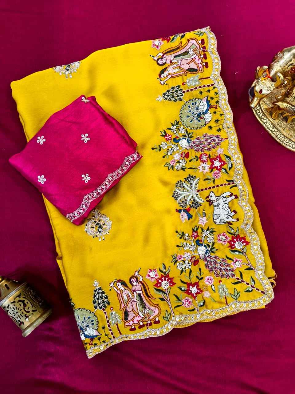 PURE GEORGETTE EMBROIDERED JARDOSI WORK SAREE 