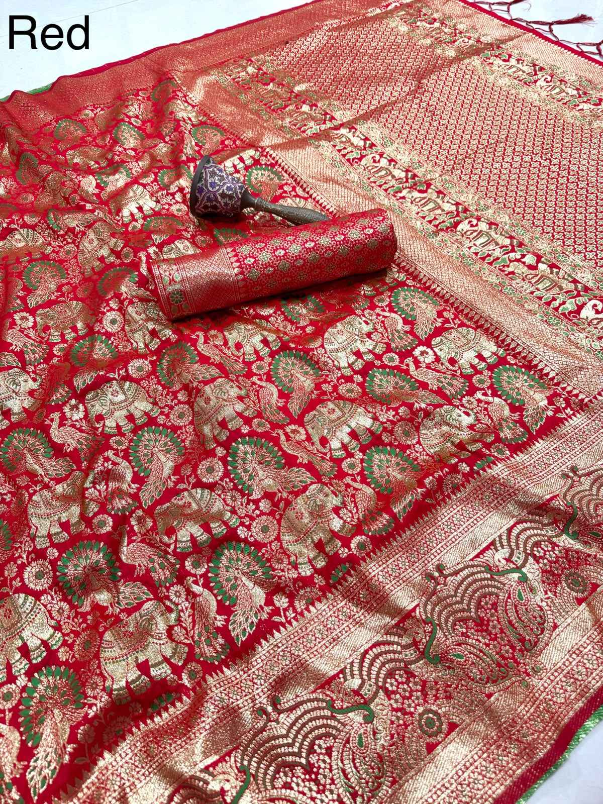 PURE HEAVY BANARASI SILK GOLD JARI WEAVING SAREE 1