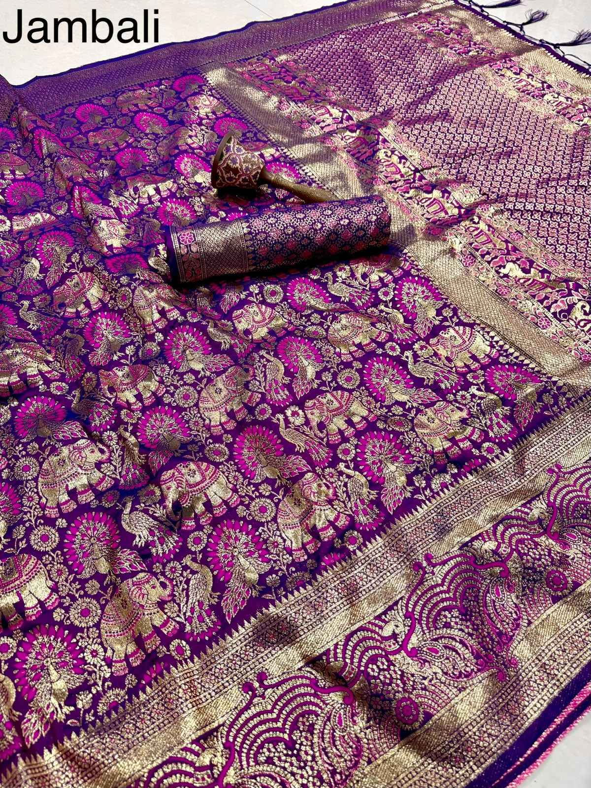 PURE HEAVY BANARASI SILK GOLD JARI WEAVING SAREE 1