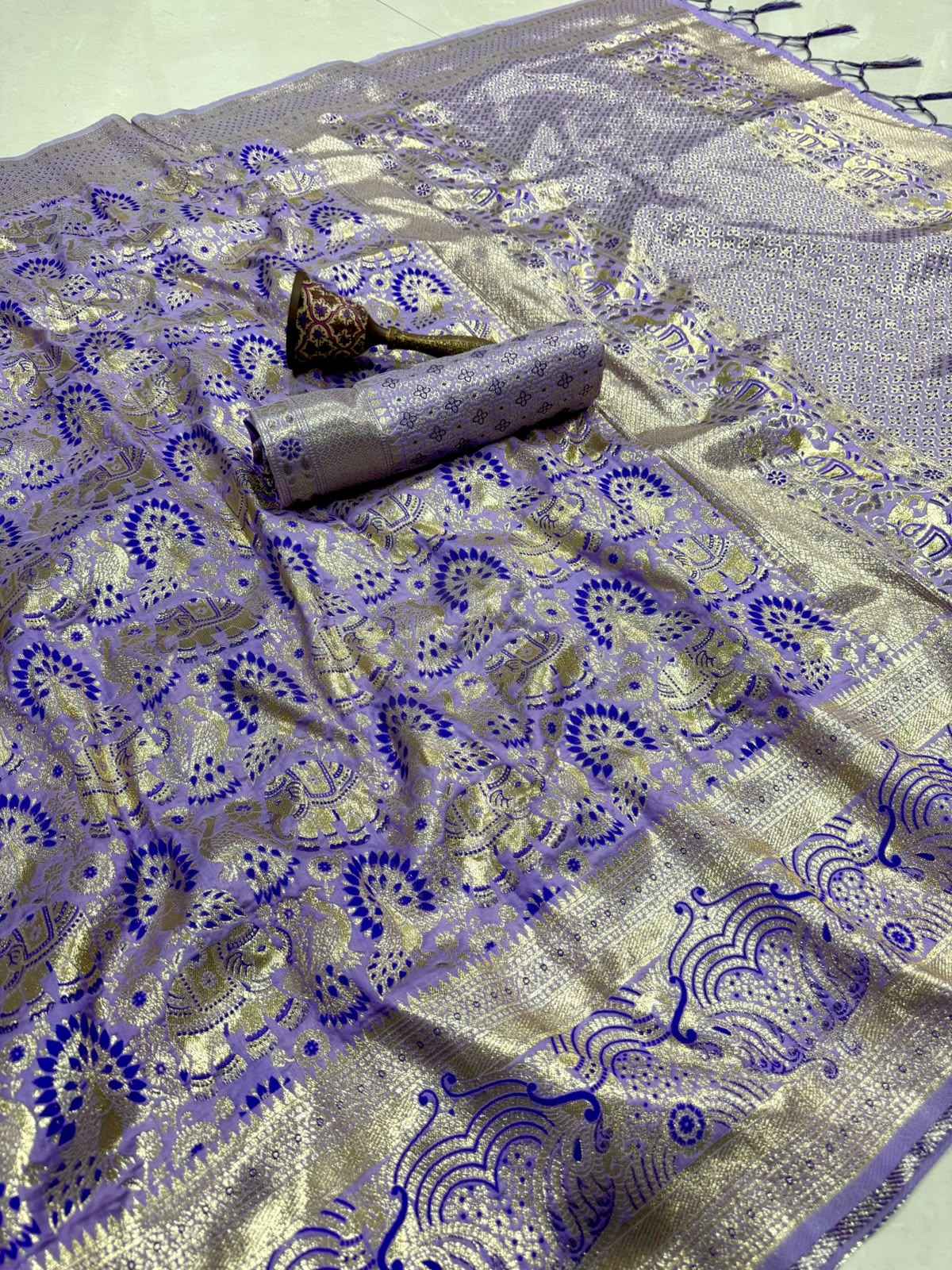 PURE HEAVY BANARASI SILK GOLD JARI WEAVING SAREE 1