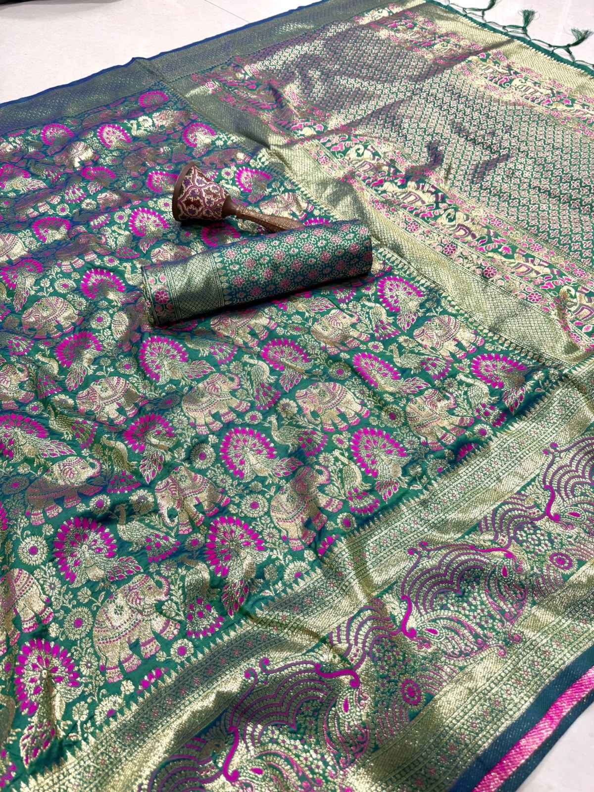 PURE HEAVY BANARASI SILK GOLD JARI WEAVING SAREE 1
