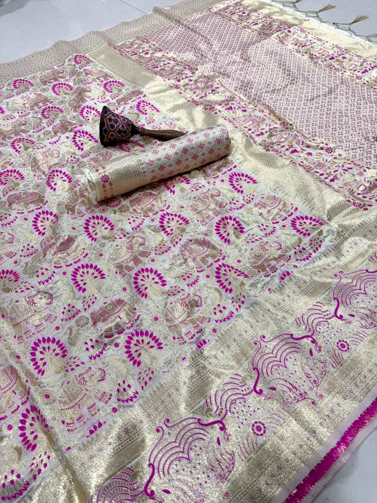 PURE HEAVY BANARASI SILK GOLD JARI WEAVING SAREE 1