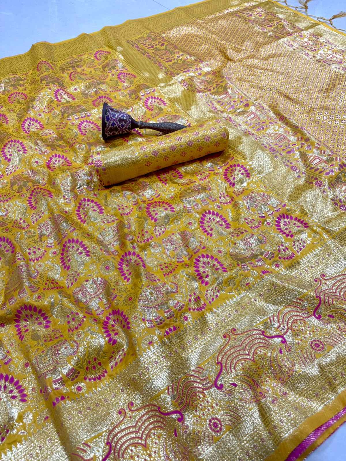 PURE HEAVY BANARASI SILK GOLD JARI WEAVING SAREE 1