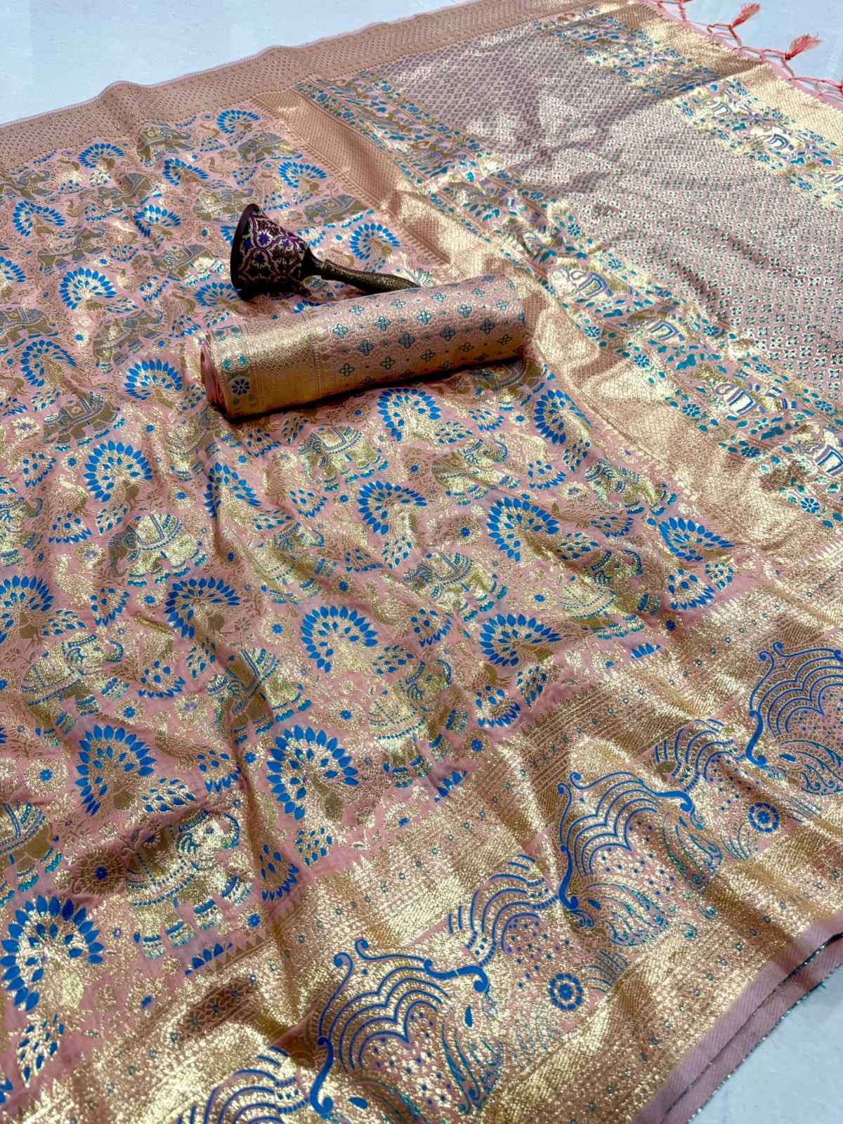 PURE HEAVY BANARASI SILK GOLD JARI WEAVING SAREE 1