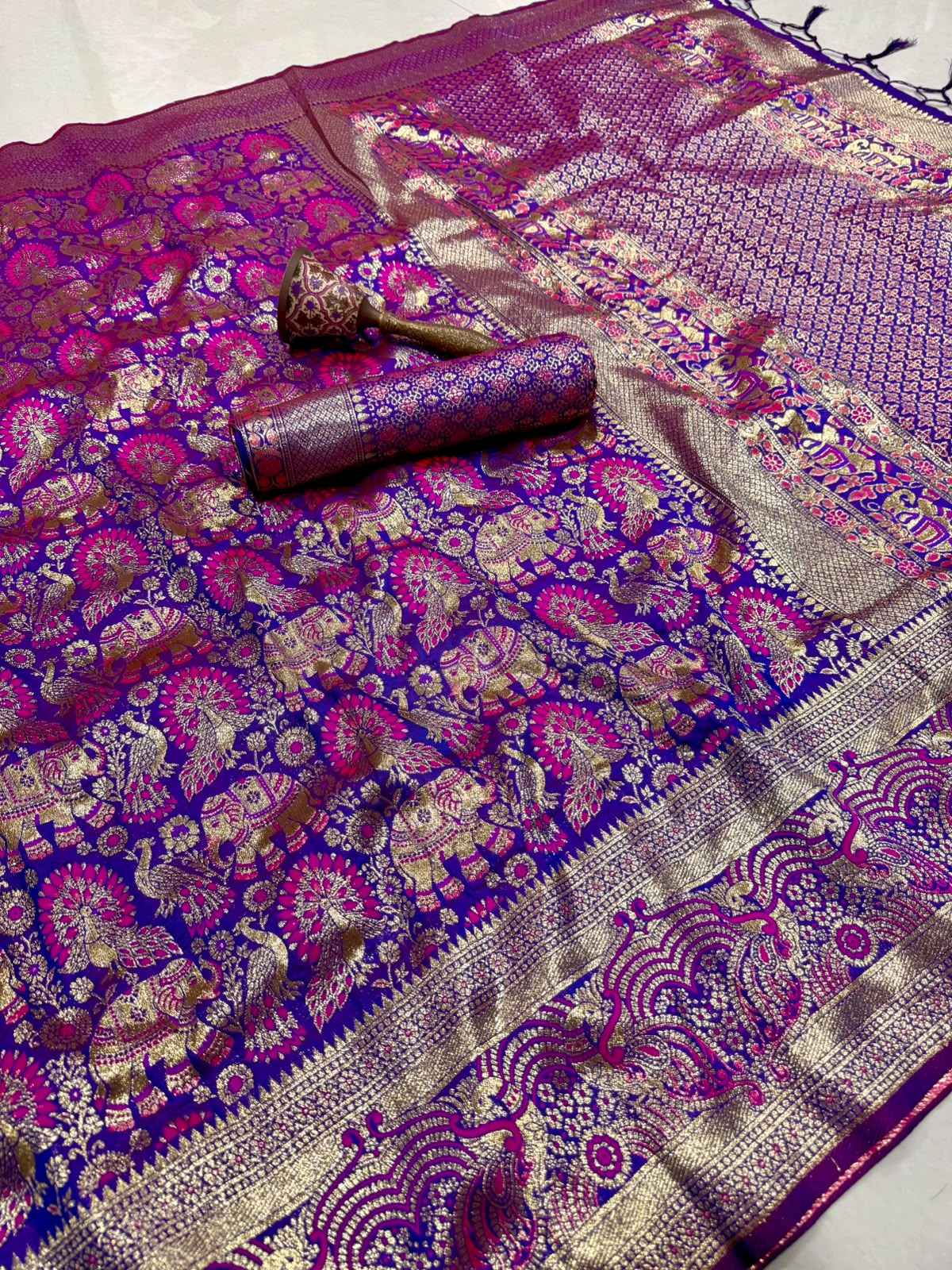 PURE HEAVY BANARASI SILK GOLD JARI WEAVING SAREE 1