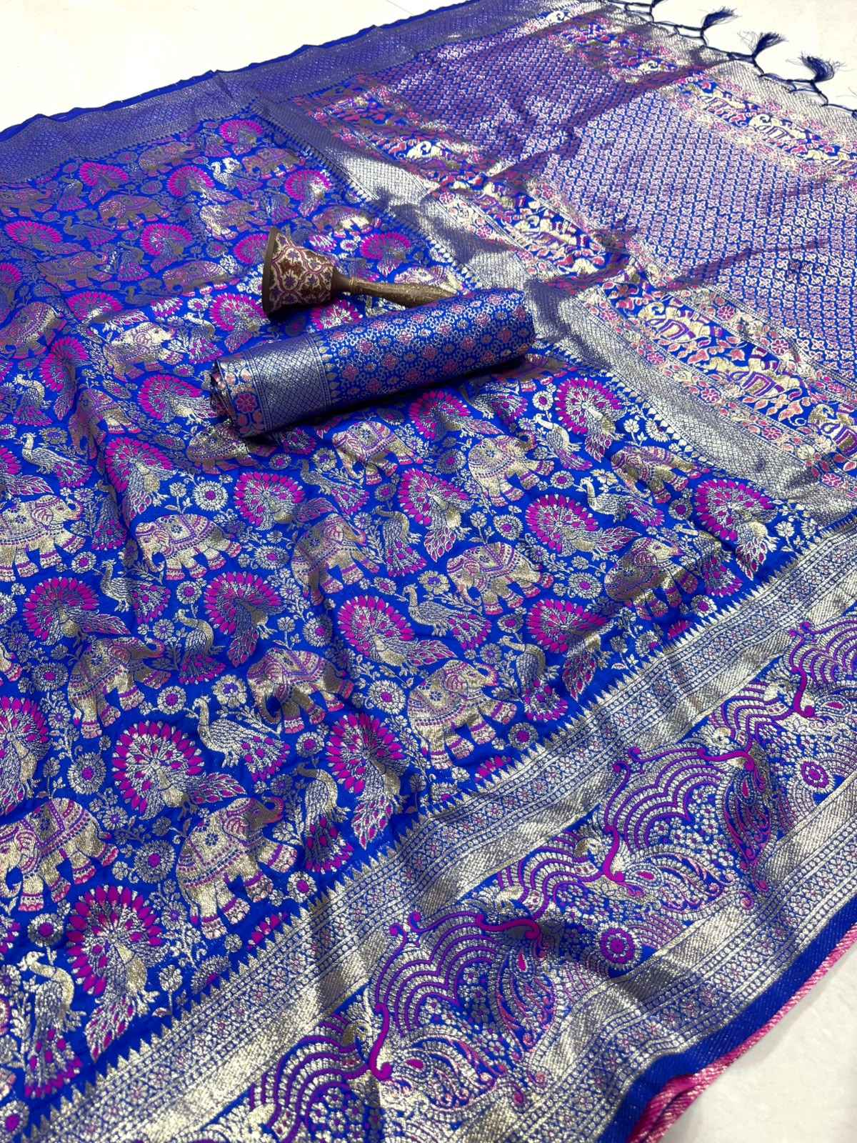PURE HEAVY BANARASI SILK GOLD JARI WEAVING SAREE 1