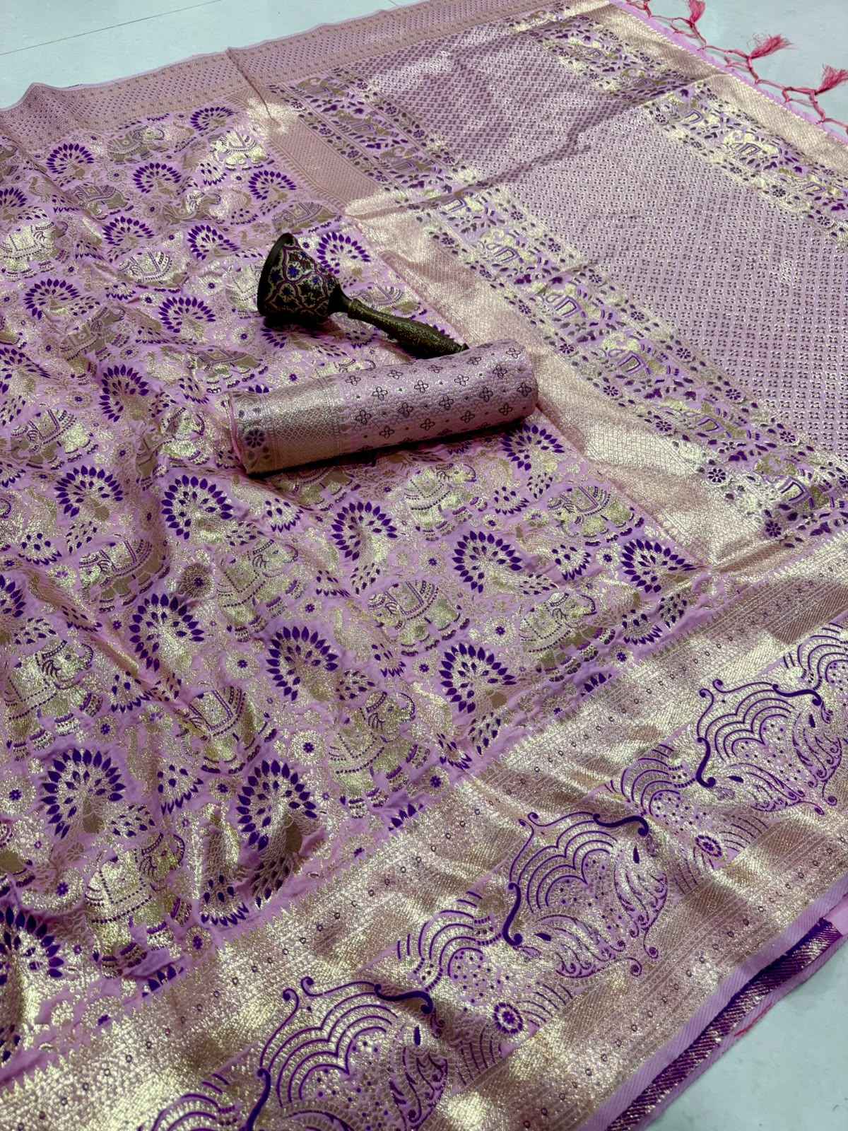 PURE HEAVY BANARASI SILK GOLD JARI WEAVING SAREE 1