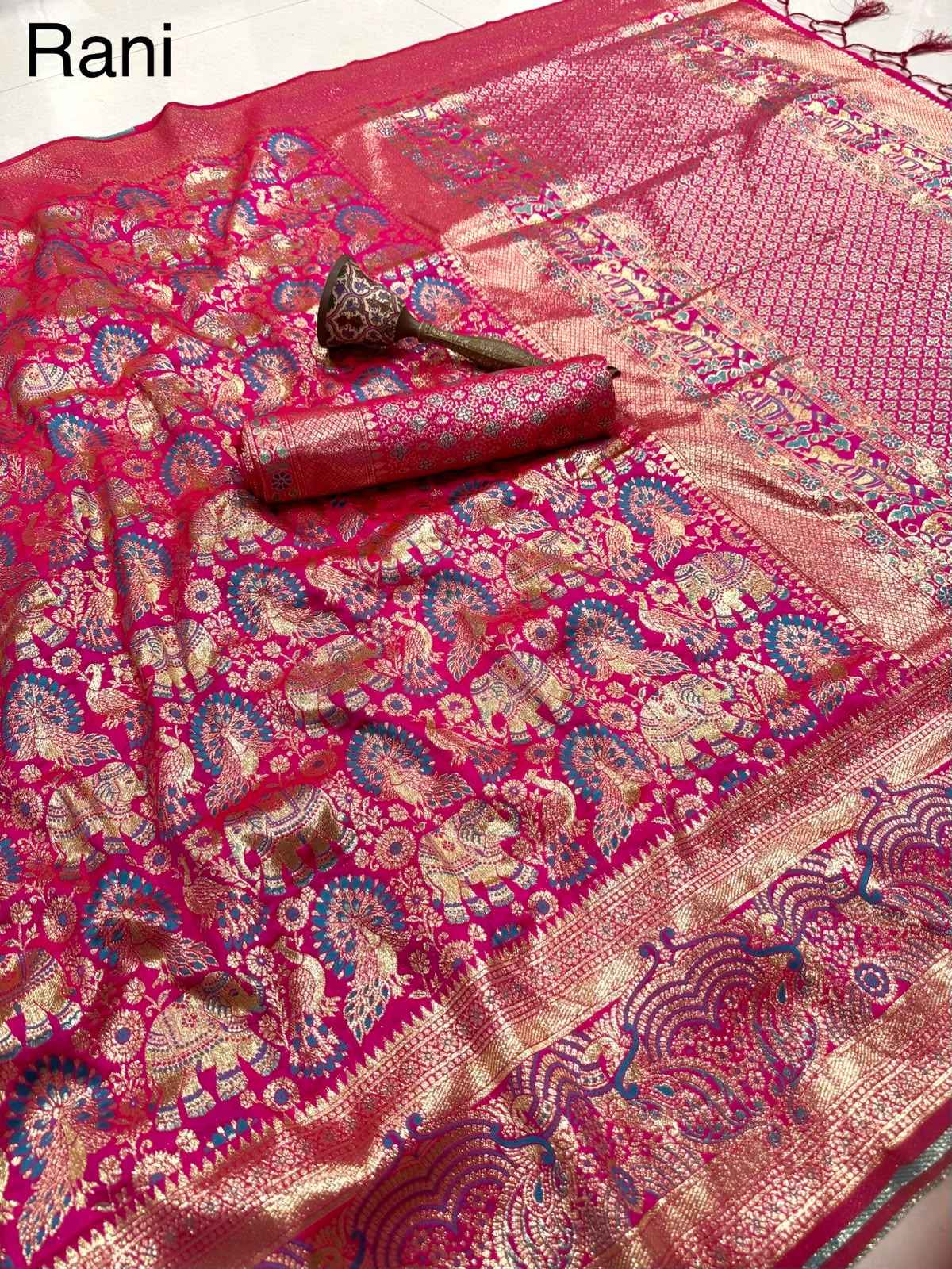 PURE HEAVY BANARASI SILK GOLD JARI WEAVING SAREE 1
