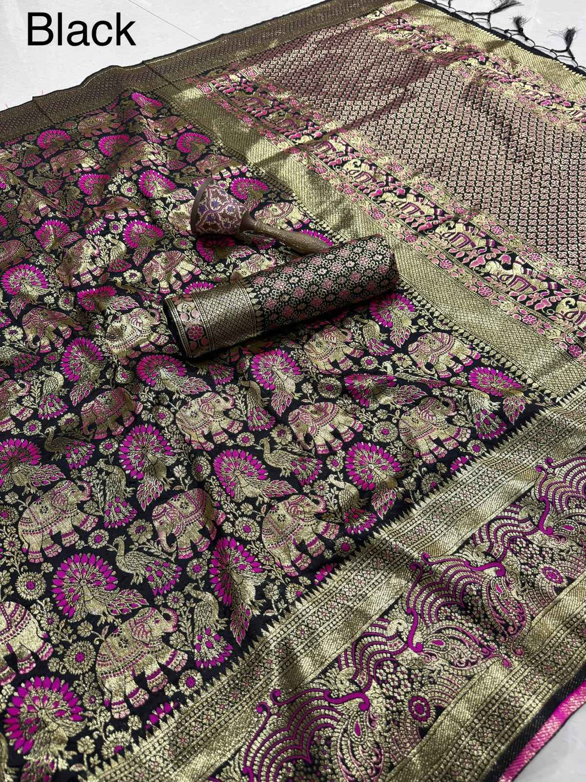 PURE HEAVY BANARASI SILK GOLD JARI WEAVING SAREE 1