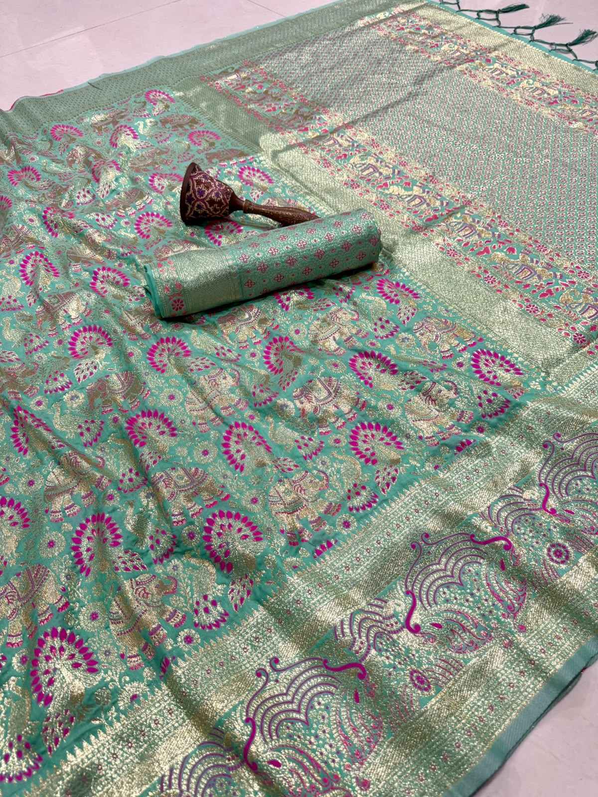 PURE HEAVY BANARASI SILK GOLD JARI WEAVING SAREE 1
