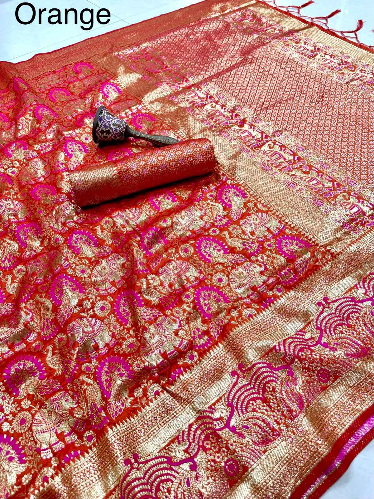PURE HEAVY BANARASI SILK GOLD JARI WEAVING SAREE 1