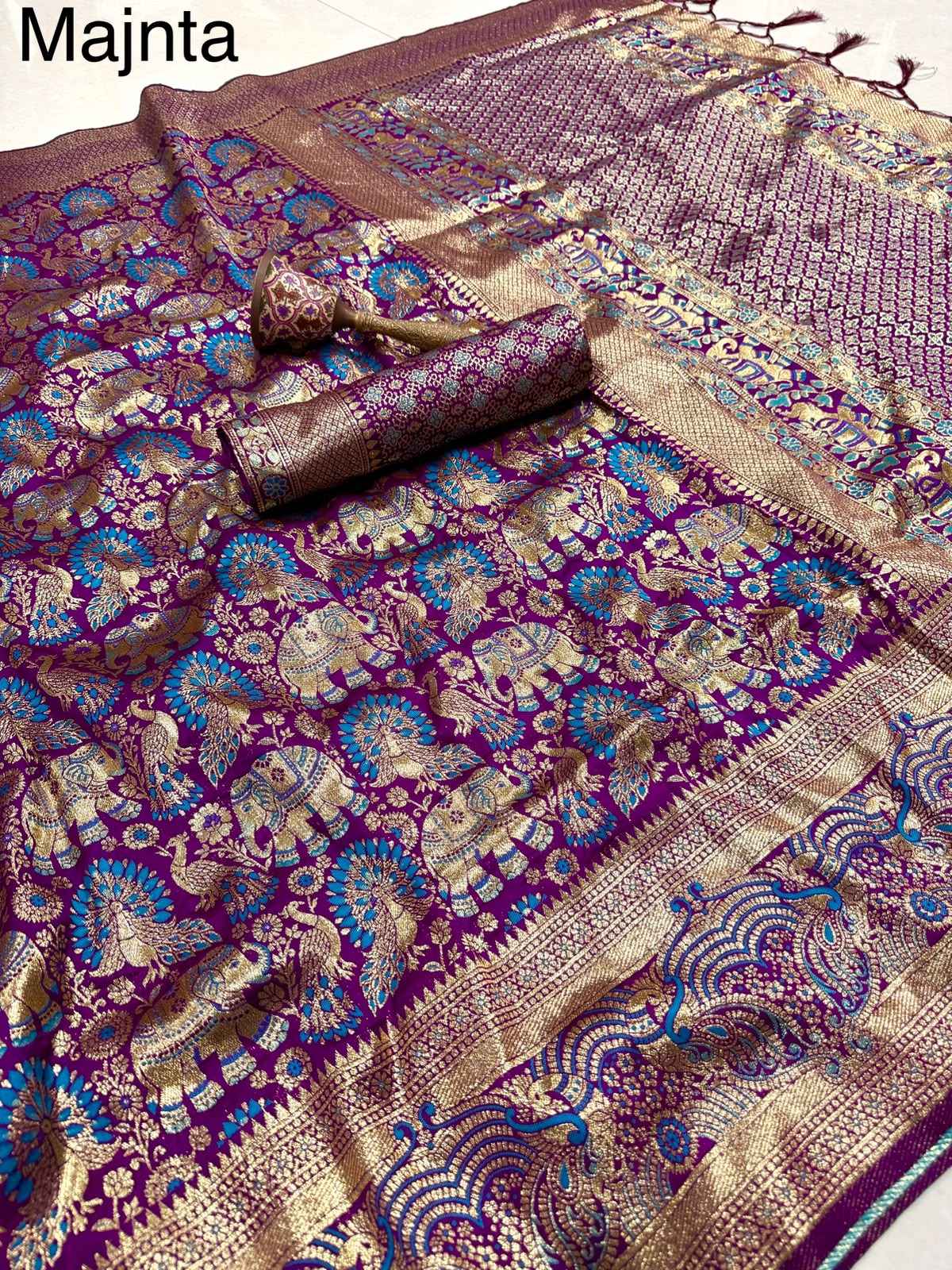 PURE HEAVY BANARASI SILK GOLD JARI WEAVING SAREE 1