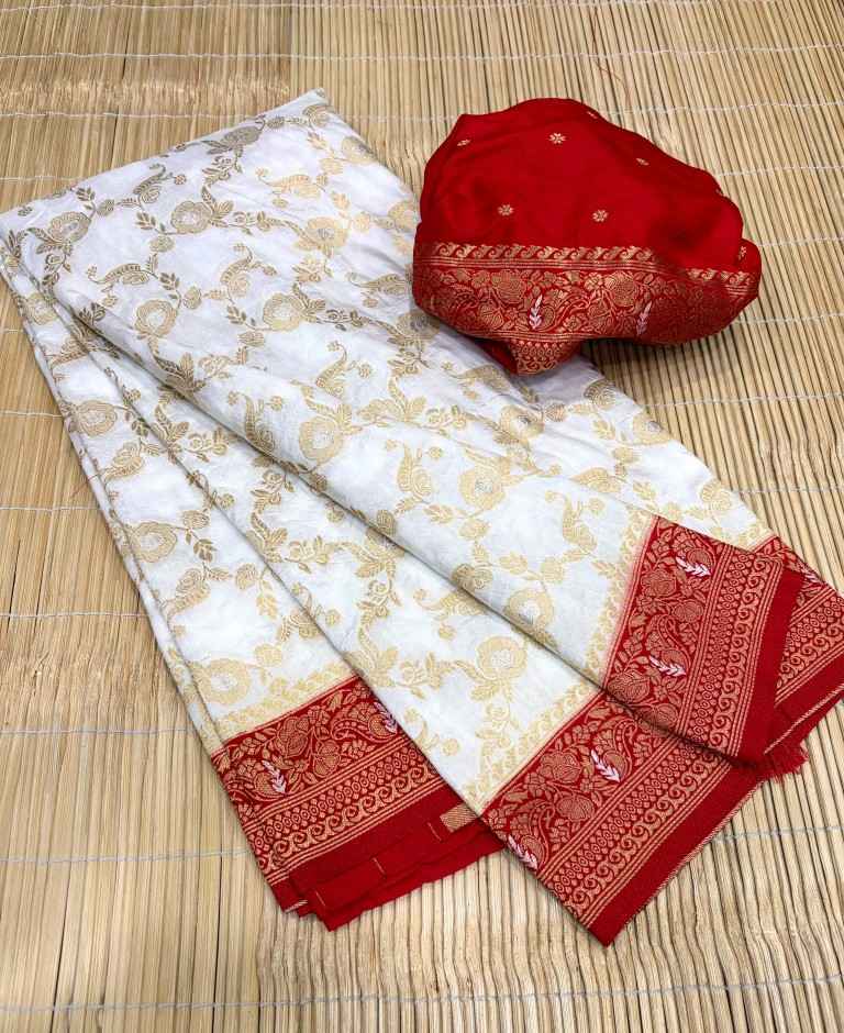 DURGA POOJA SPECIAL PURE KHADI SILK ZARI WOOVEN SAREE 
