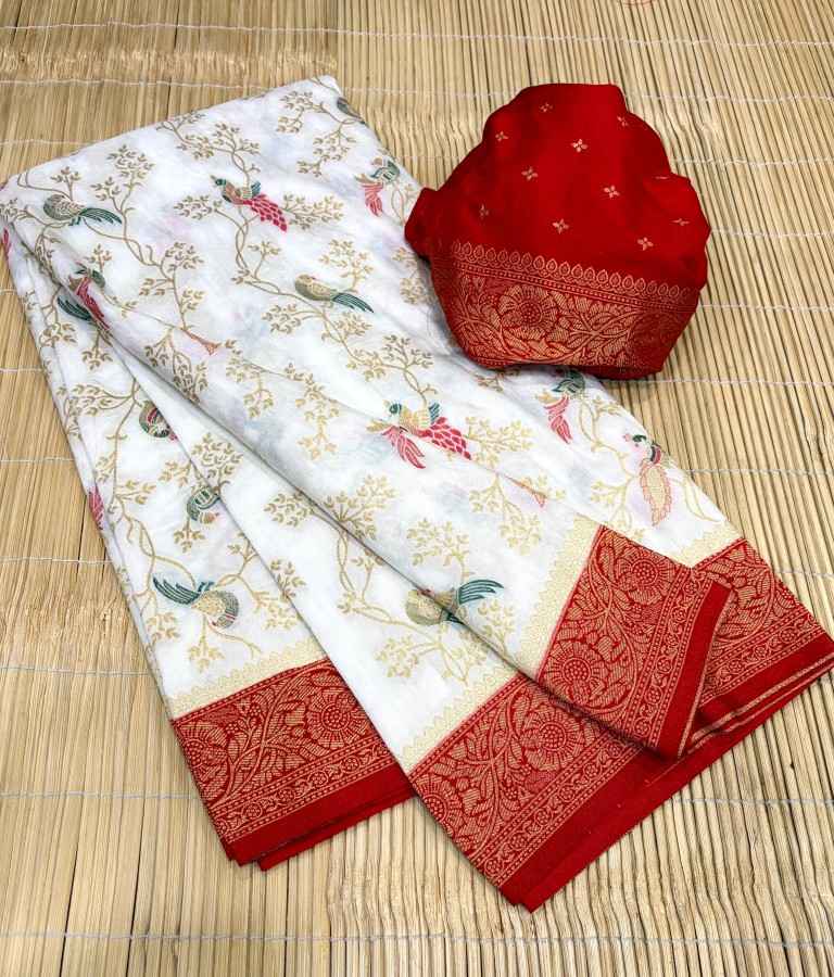 DURGA POOJA SPECIAL PURE KHADI SILK ZARI WOOVEN SAREE 