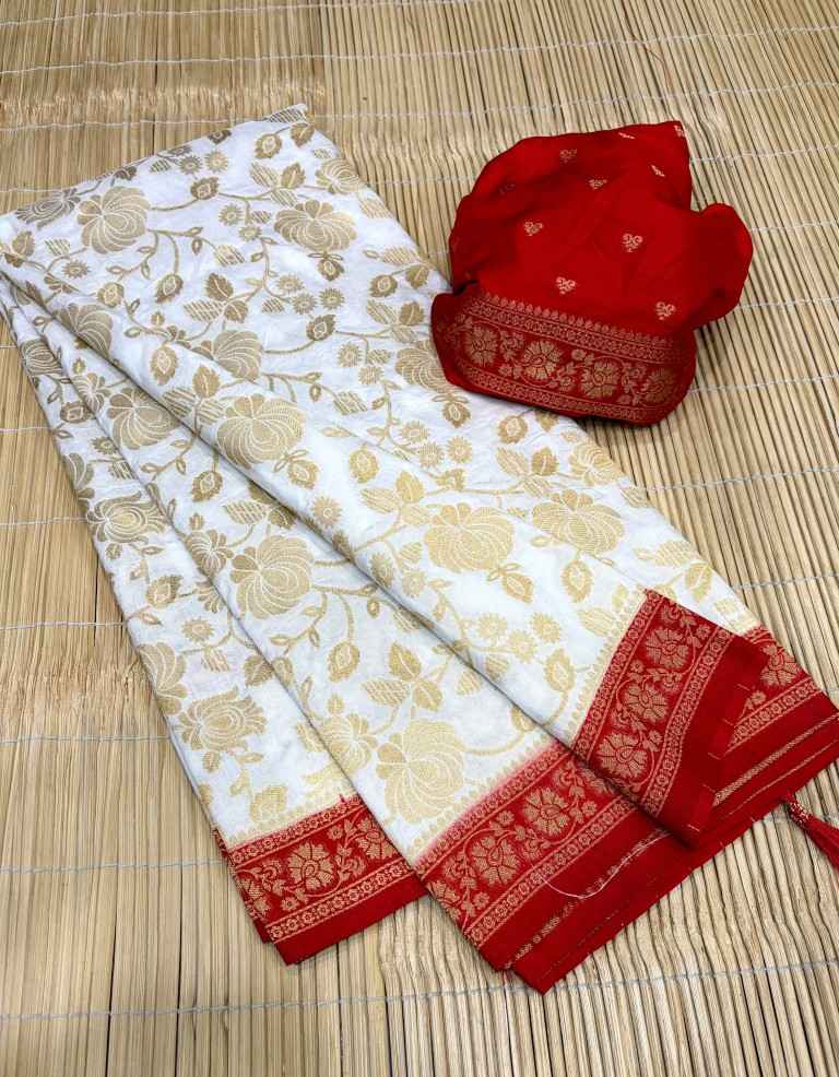 DURGA POOJA SPECIAL PURE KHADI SILK ZARI WOOVEN SAREE 