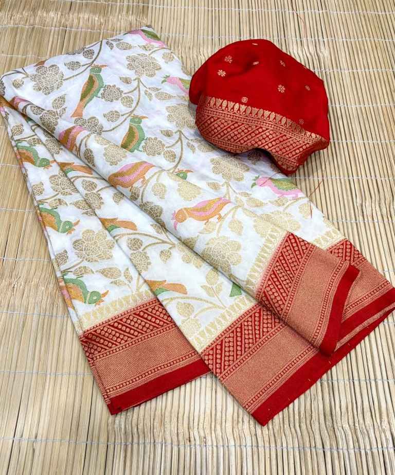 DURGA POOJA SPECIAL PURE KHADI SILK ZARI WOOVEN SAREE 