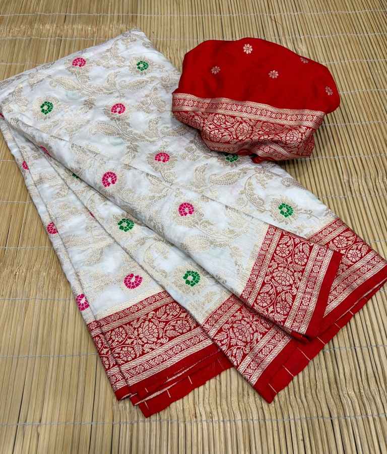 DURGA POOJA SPECIAL PURE KHADI SILK ZARI WOOVEN SAREE 
