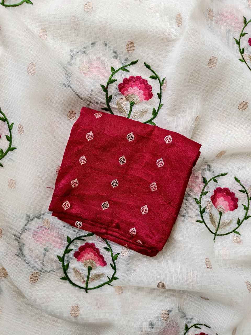 PURE KOTA WEAVING BUTTIS FLOWER EMBROIDORY WORK SAREE