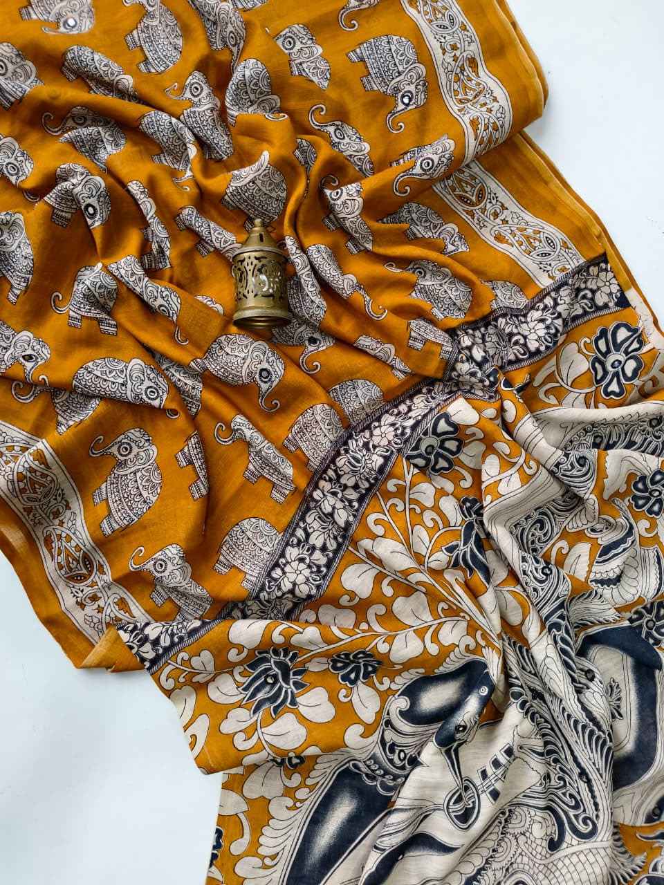 PURE LINEN KALAMKARI PRINT SAREE 