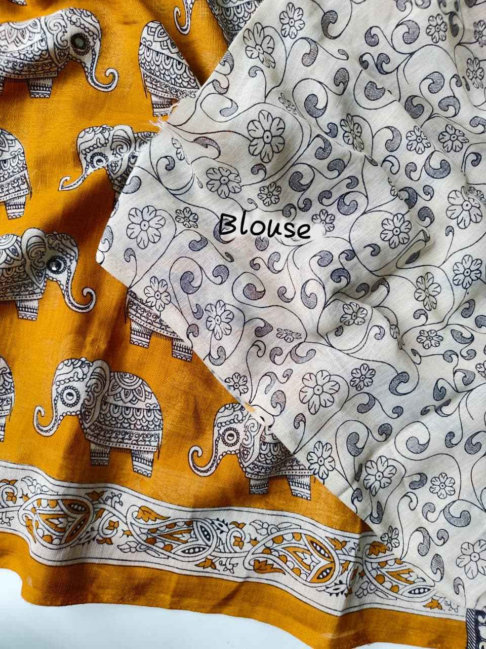 PURE LINEN KALAMKARI PRINT SAREE 