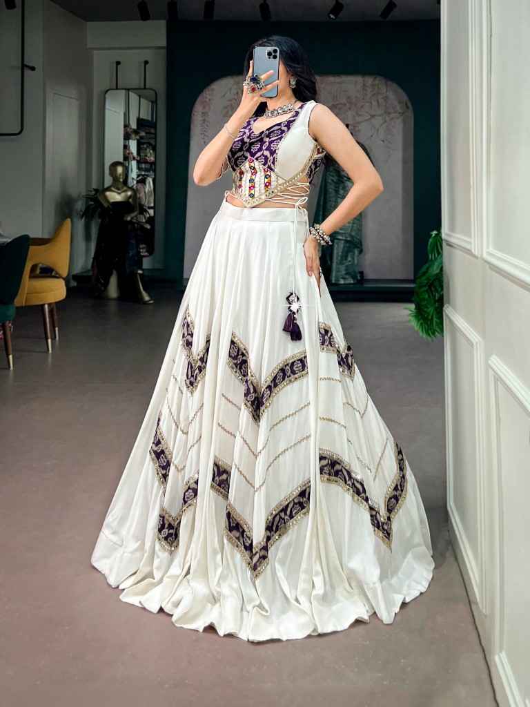 PURE RAYON CRAFTED GAMTHI MIRROR WORK NAVRATRI LEHENGA CHOLI