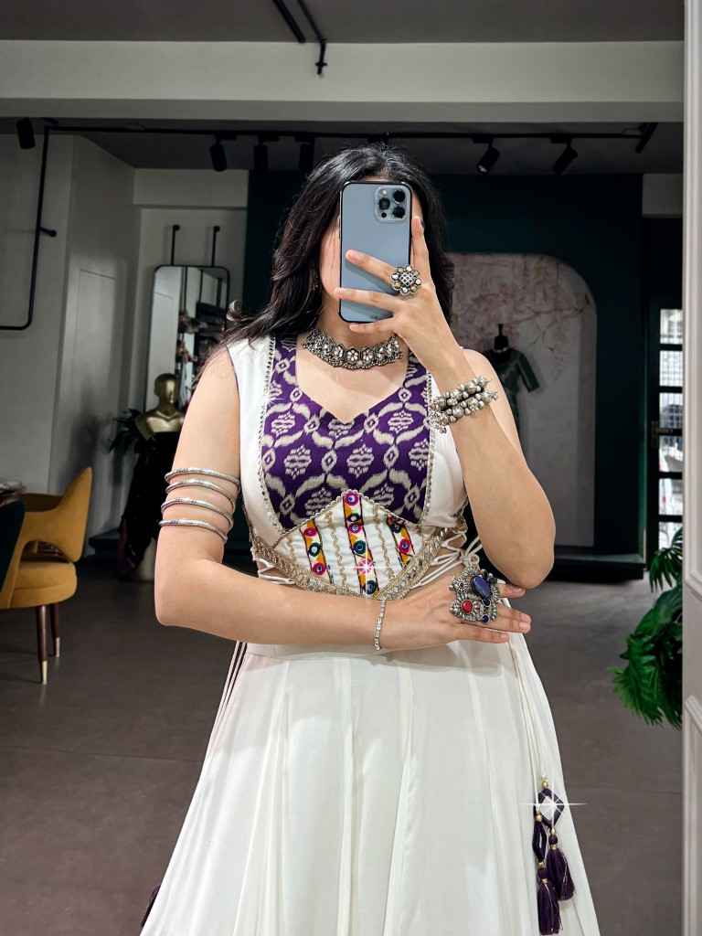 PURE RAYON CRAFTED GAMTHI MIRROR WORK NAVRATRI LEHENGA CHOLI