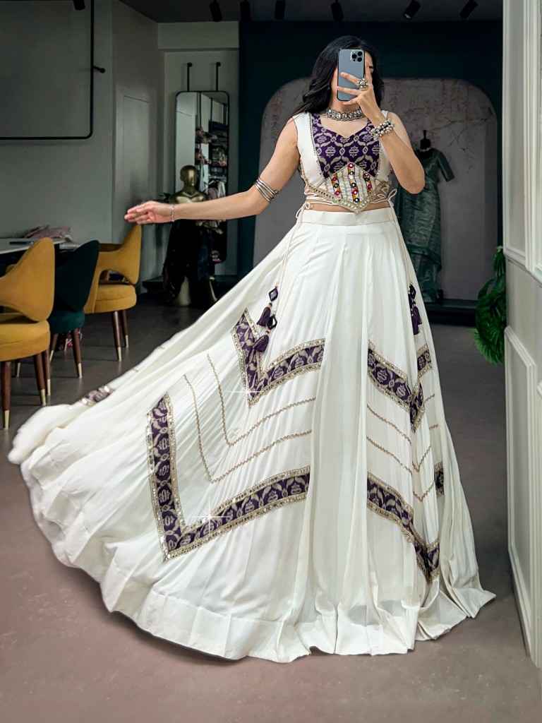 PURE RAYON CRAFTED GAMTHI MIRROR WORK NAVRATRI LEHENGA CHOLI