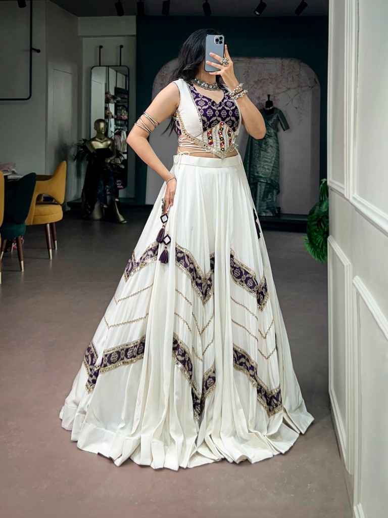 PURE RAYON CRAFTED GAMTHI MIRROR WORK NAVRATRI LEHENGA CHOLI